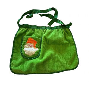 Green Royal Vintage green Christmas skirt terry apron with Santa